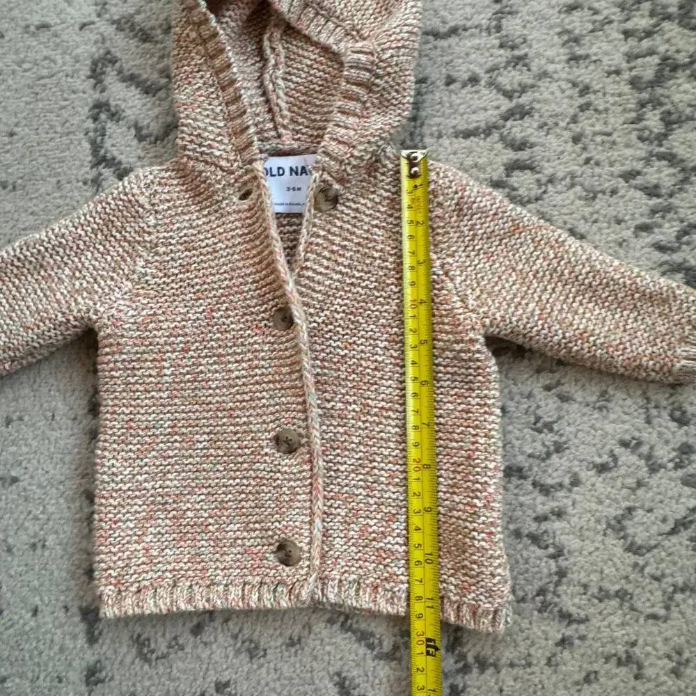Old Navy Infant Girl Confetti Multicolored Hooded Sweater Cardigan 3-6M